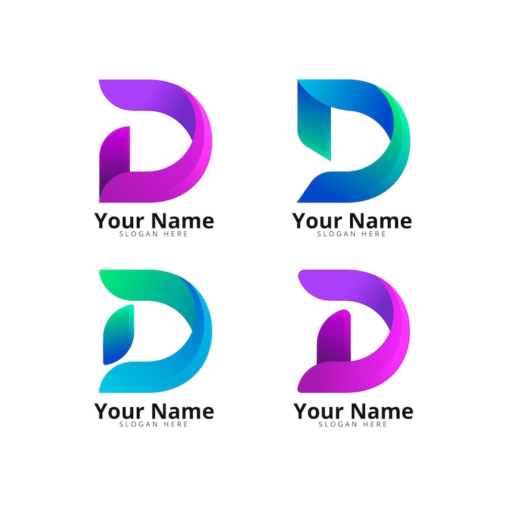 Vector Gratis koleksi logo d gradien yang berbeda
