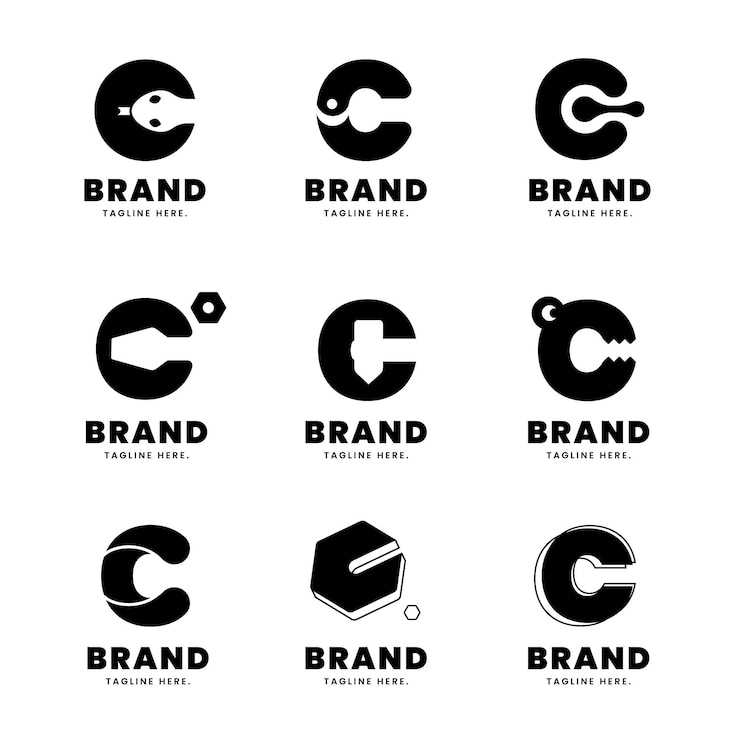 Vector Gratis koleksi logo desain datar c