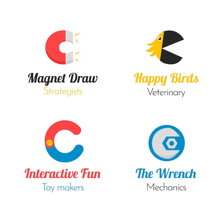 Vector Gratis koleksi logo desain datar c
