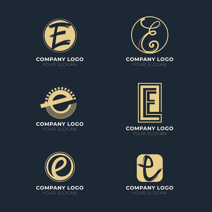Vector Gratis koleksi logo e desain datar