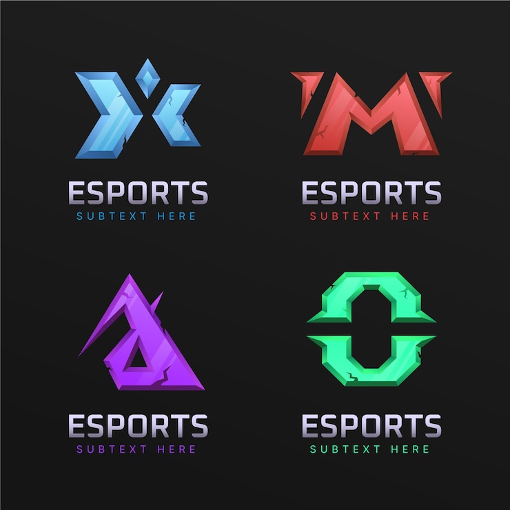 Vector Gratis koleksi logo game esports gradien