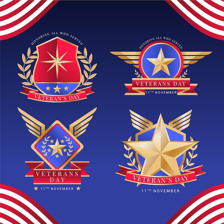 Vector Gratis koleksi logo gradien hari veteran