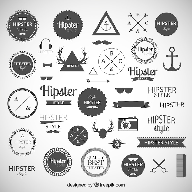 Vector Gratis koleksi logo hipster