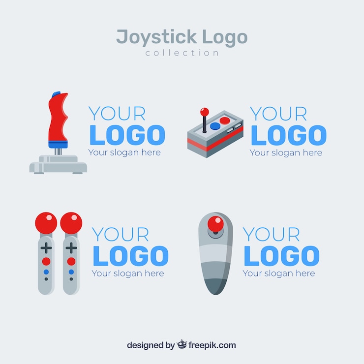 Vector Gratis koleksi logo joystick dengan desain datar