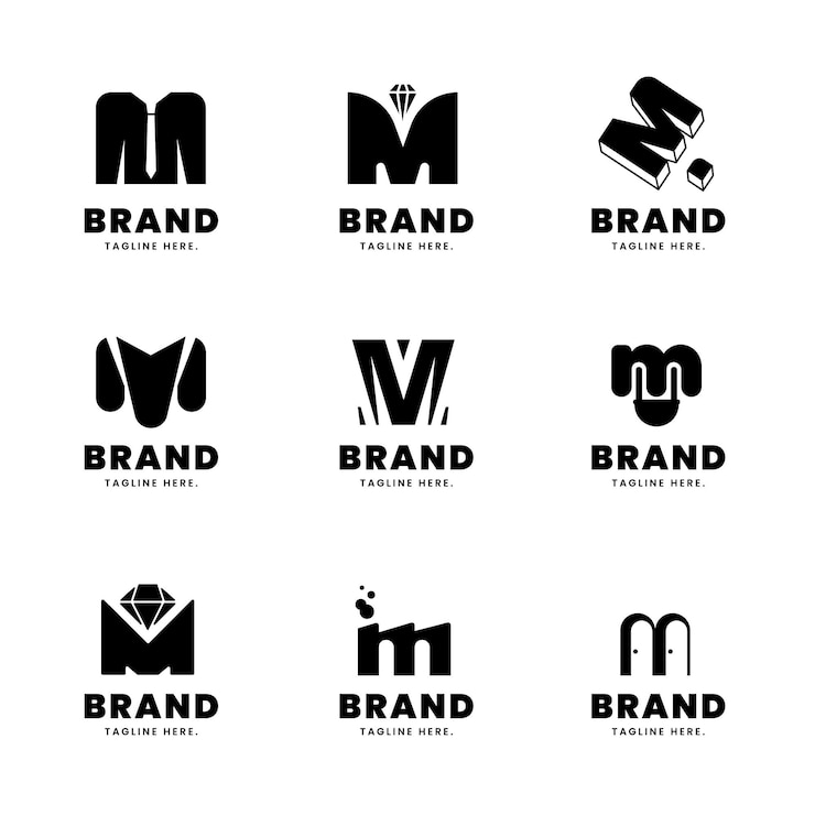 Vector Gratis koleksi logo m desain datar
