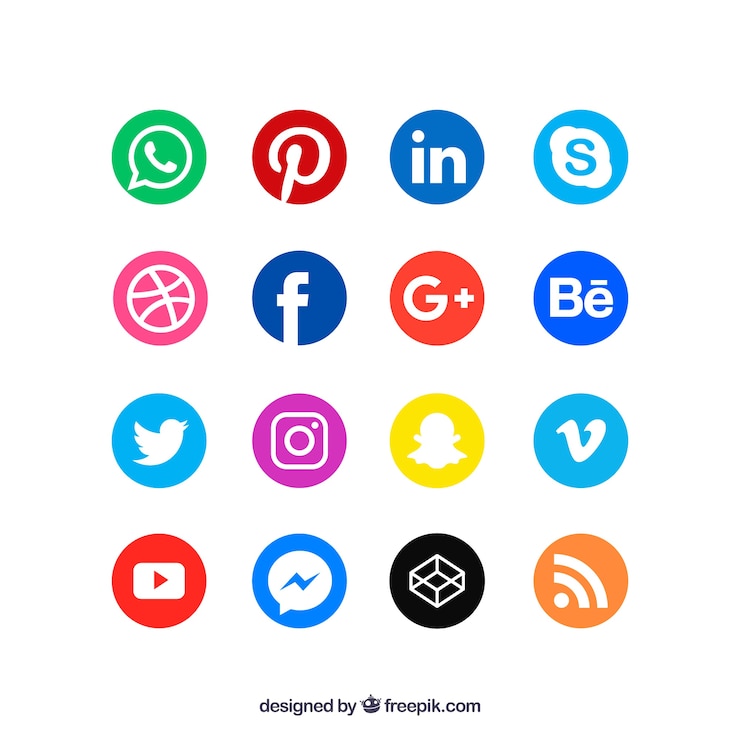 Vector Gratis koleksi logo media sosial dalam gaya datar