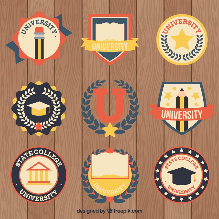 Vector Gratis koleksi logo perguruan tinggi dalam gaya vintage