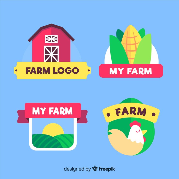 Vector Gratis koleksi logo pertanian datar