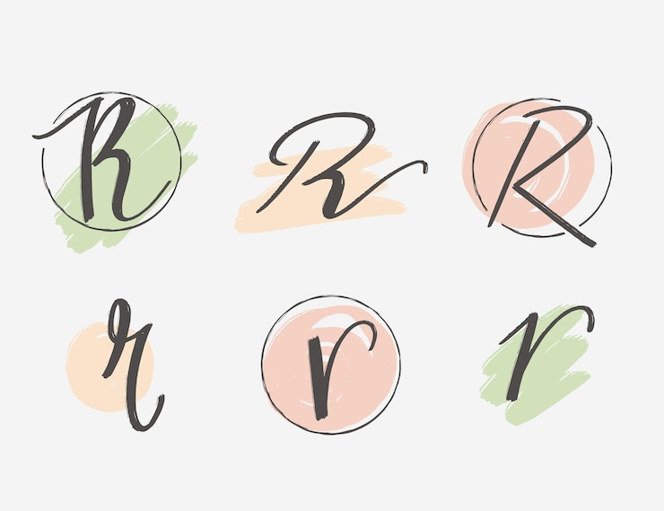 Vector Gratis koleksi logo r lukisan tangan
