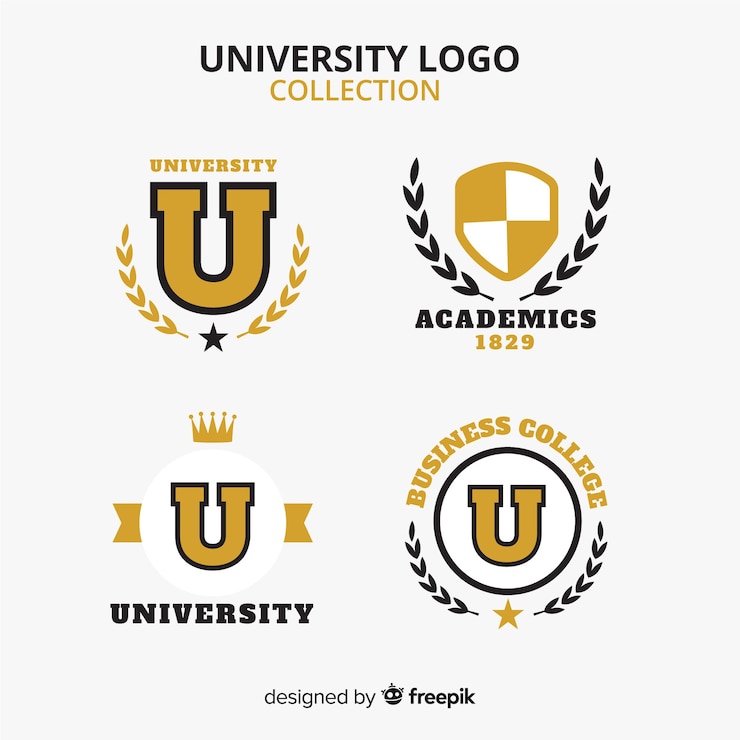 Vector Gratis koleksi logo universitas warna-warni dengan desain datar