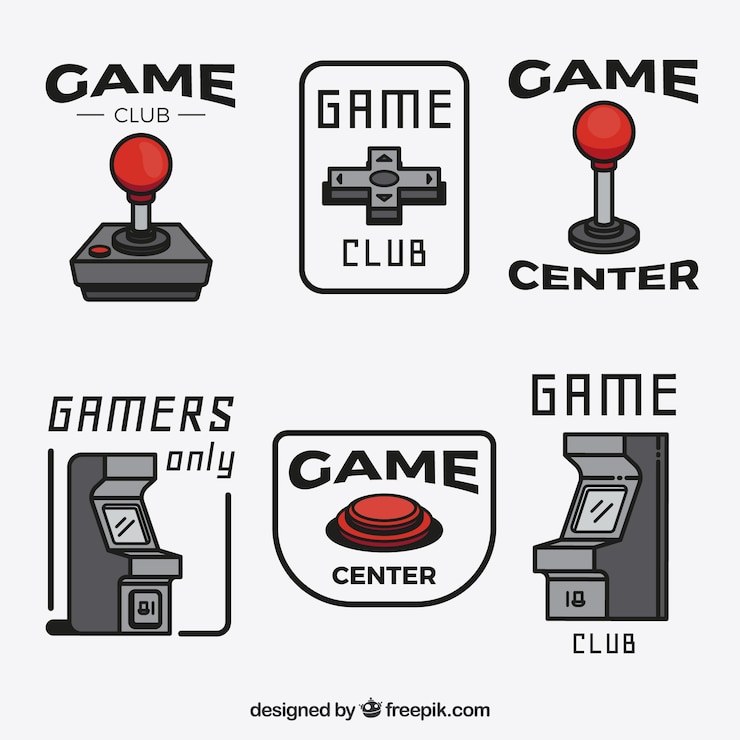 Vector Gratis koleksi logo video game dengan desain datar