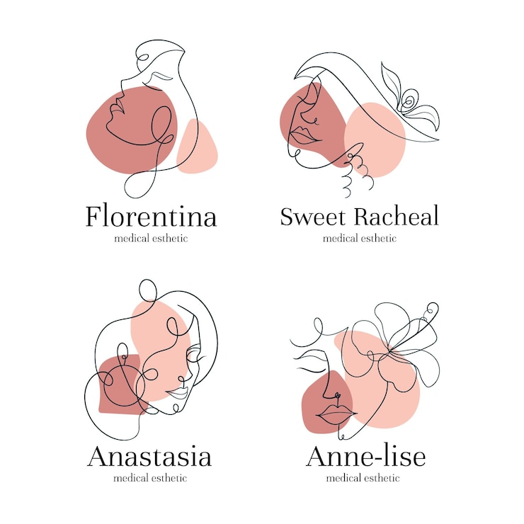 Vector Gratis koleksi logo wanita abstrak yang digambar tangan