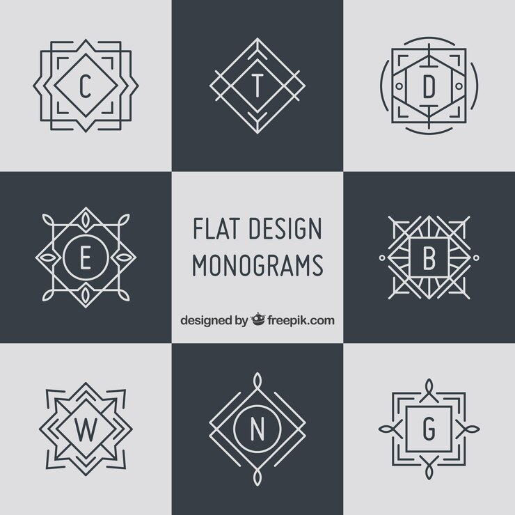 Vector Gratis koleksi monogram elegan dalam gaya linear