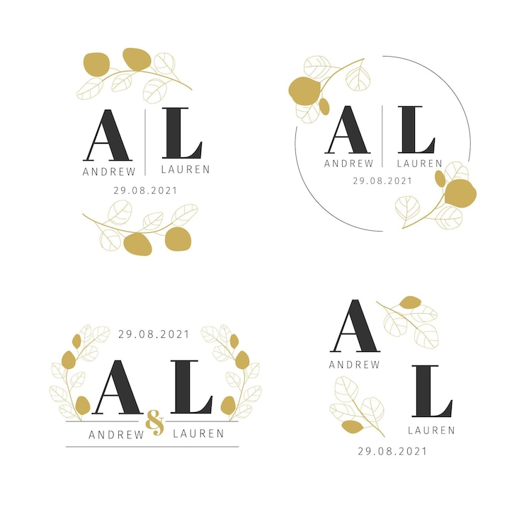 Vector Gratis koleksi monogram pernikahan datar linier