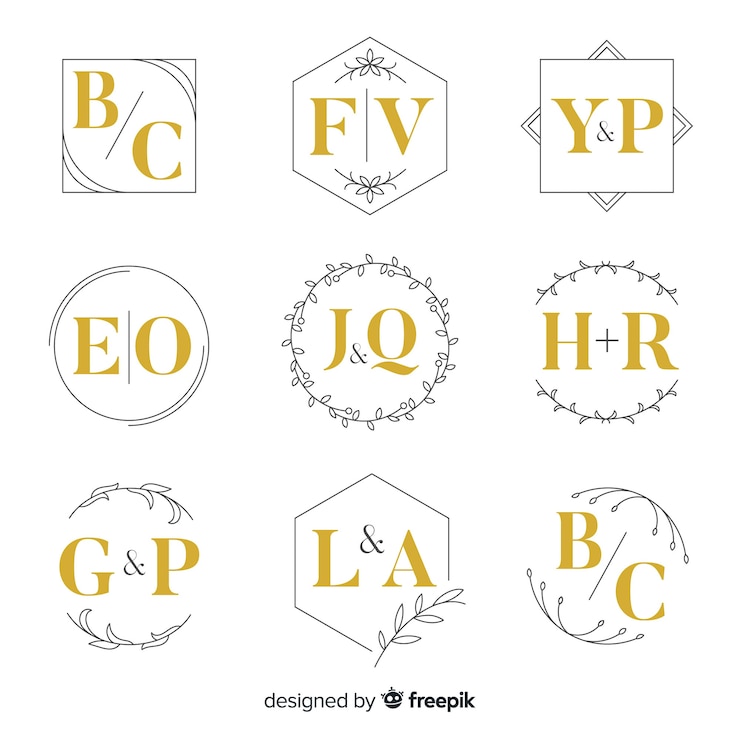 Vector Gratis koleksi monogram pernikahan ornamental