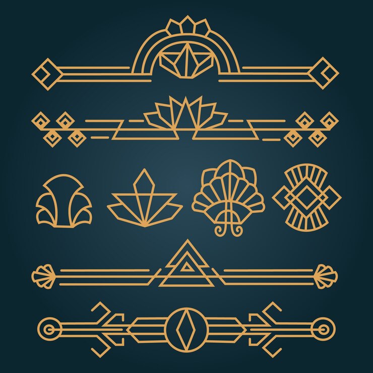 Vector Gratis koleksi ornamen art deco