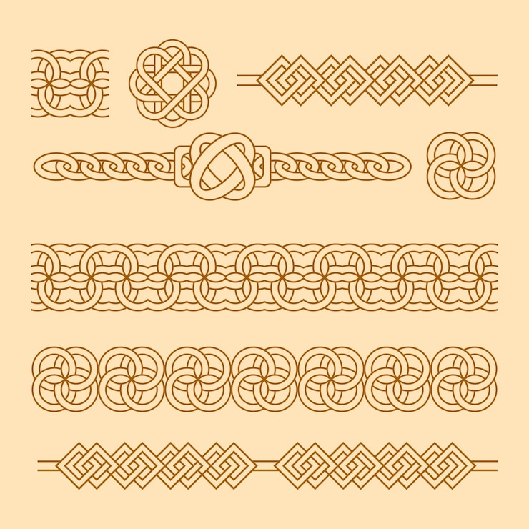 Vector Gratis koleksi ornamen batas celtic digambar tangan