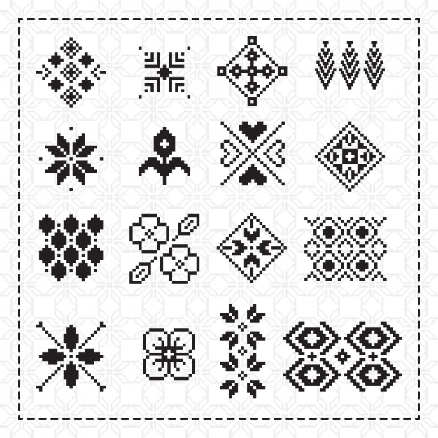 Vector Gratis koleksi ornamen berpiksel