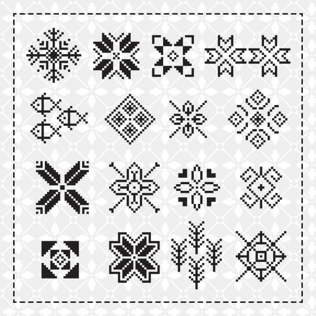 Vector Gratis koleksi ornamen berpiksel