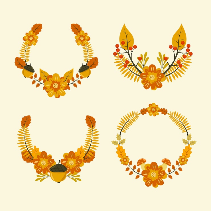 Vector Gratis koleksi ornamen musim gugur digambar tangan