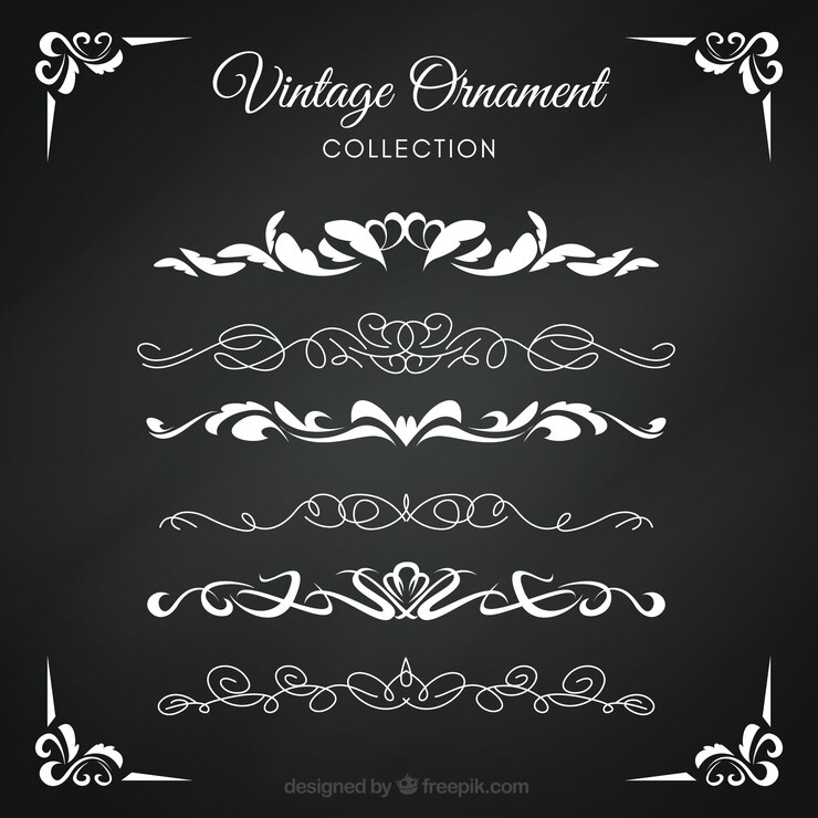 Vector Gratis koleksi ornamen vintage dengan gaya papan tulis