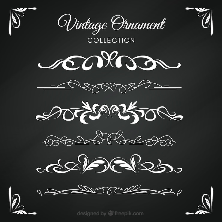 Vector Gratis koleksi ornamen vintage dengan gaya papan tulis