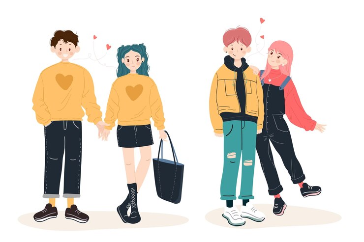 Vector Gratis koleksi pasangan hari valentine digambar tangan