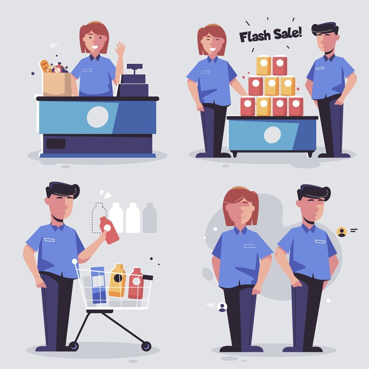 Vector Gratis koleksi pekerja supermarket