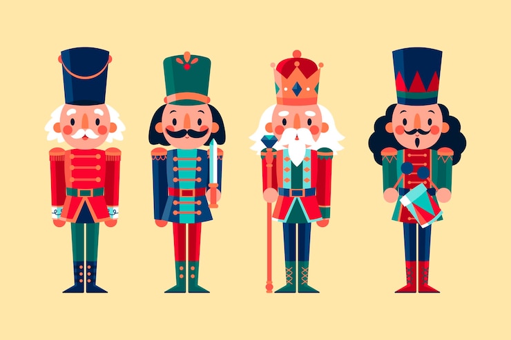 Vector Gratis koleksi pemecah kacang natal datar digambar tangan