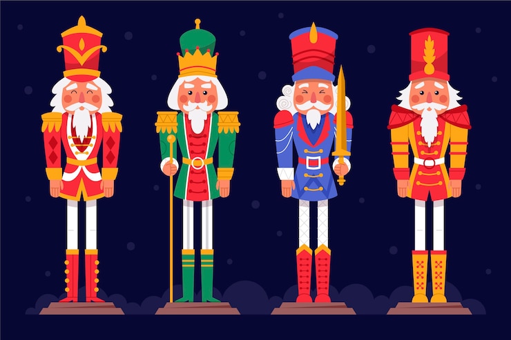 Vector Gratis koleksi pemecah kacang natal datar digambar tangan