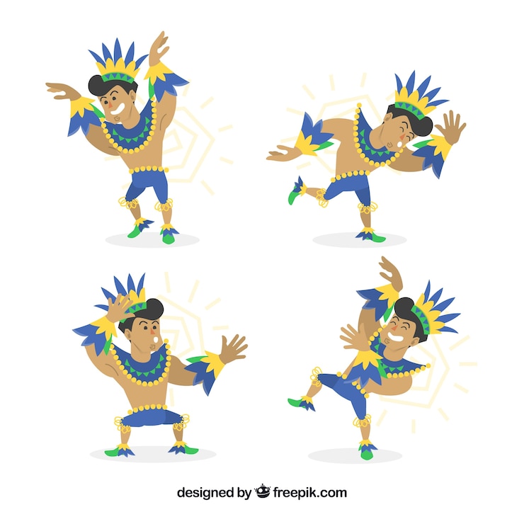 Vector Gratis koleksi penari karnaval brasil datar