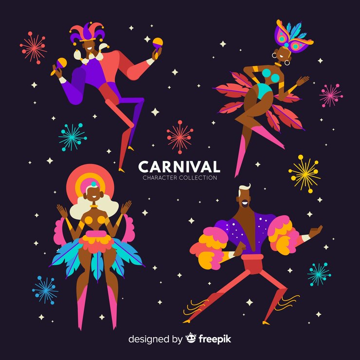 Vector Gratis koleksi penari karnaval warna-warni