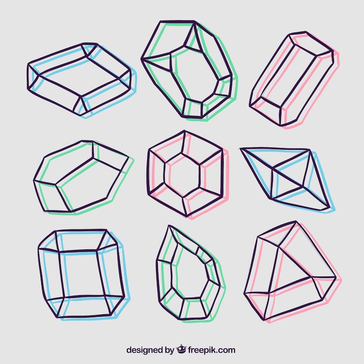Vector Gratis koleksi permata dengan detail warna