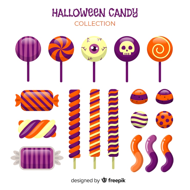 Vector Gratis koleksi permen halloween kreatif