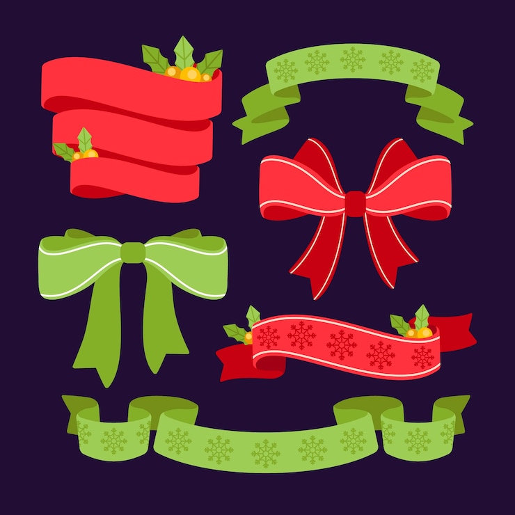 Vector Gratis koleksi pita natal desain datar