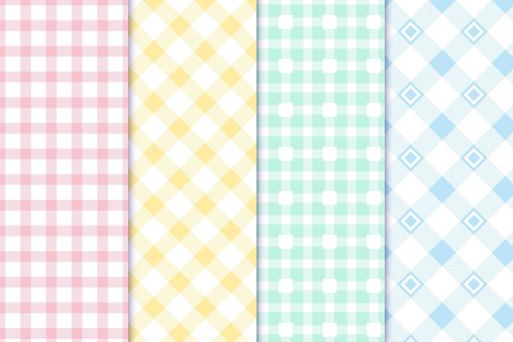 Vector Gratis koleksi pola gingham pastel