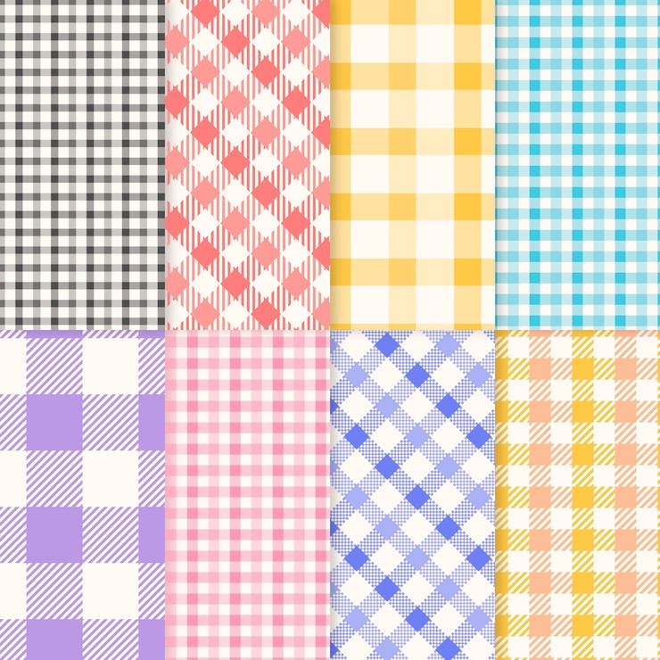 Vector Gratis koleksi pola gingham pastel