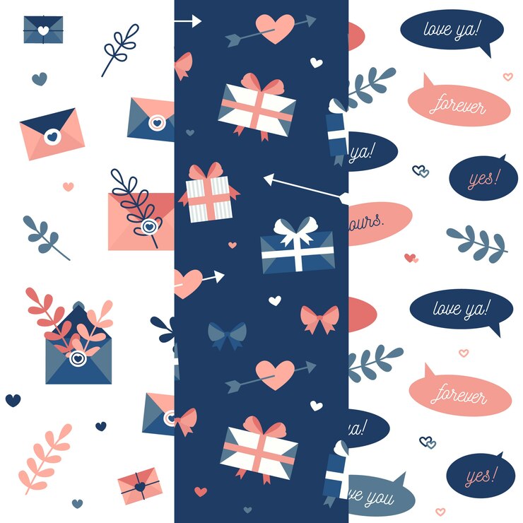 Vector Gratis koleksi pola hari valentine desain datar