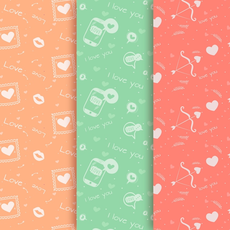 Vector Gratis koleksi pola hari valentine vintage