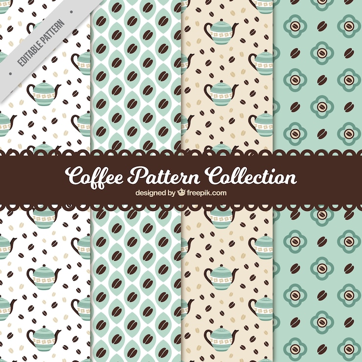 Vector Gratis koleksi pola kopi vintage