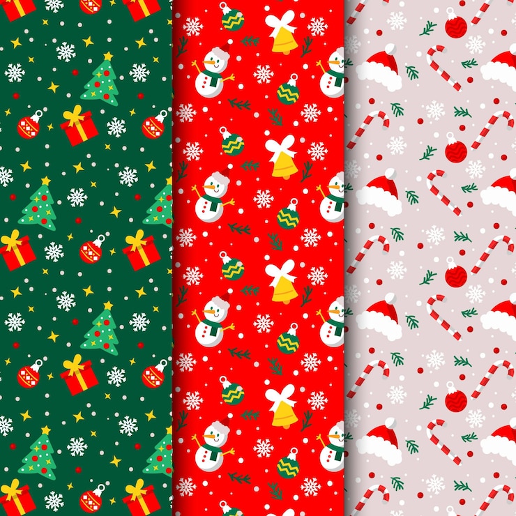 Vector Gratis koleksi pola natal desain datar
