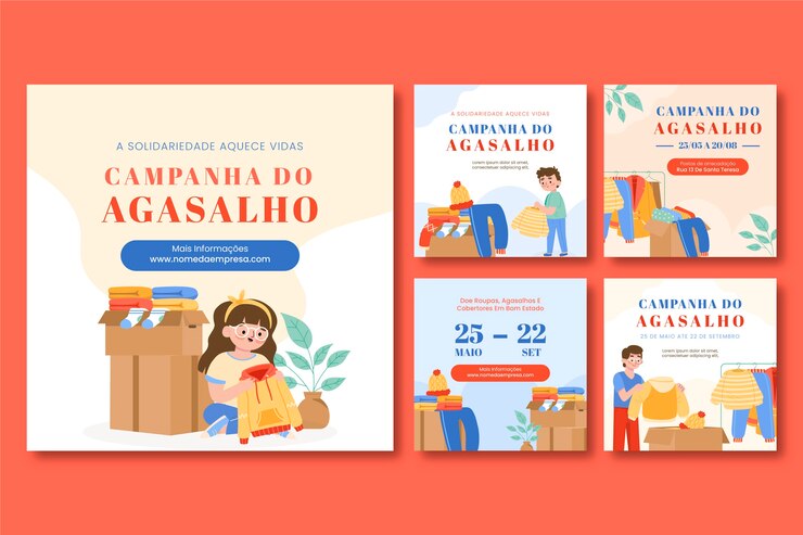 Vector Gratis koleksi post instagram kampanye musim dingin dengan desain datar