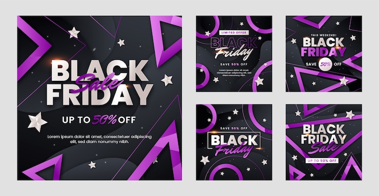 Vector Gratis koleksi postingan instagram black friday gradien