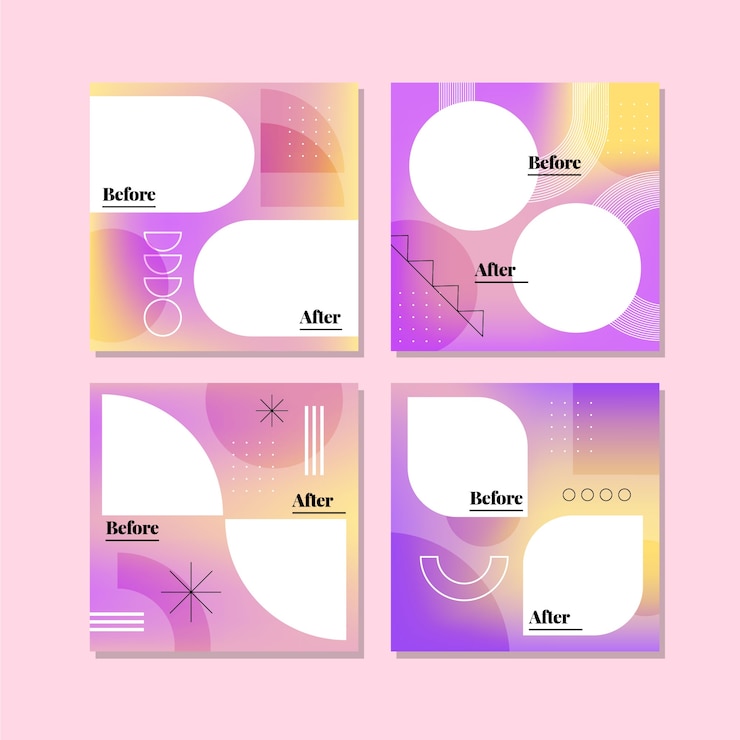 Vector Gratis koleksi postingan instagram gradien sebelum dan sesudah