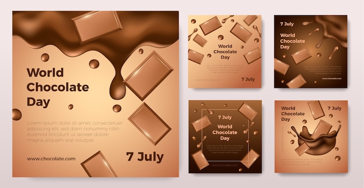 Vector Gratis koleksi postingan instagram hari cokelat sedunia yang realistis
