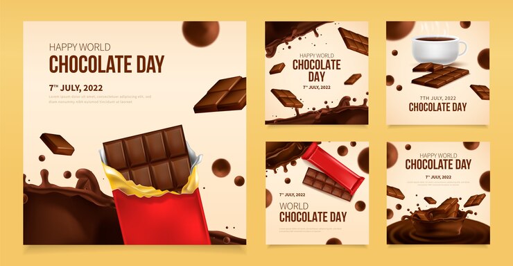 Vector Gratis koleksi postingan instagram hari cokelat sedunia yang realistis