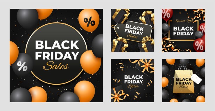 Vector Gratis koleksi postingan instagram realistis untuk obral black friday