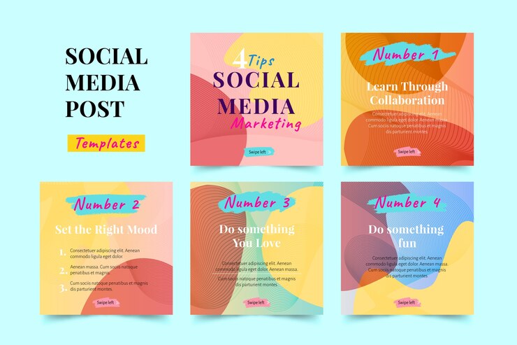 Vector Gratis koleksi postingan instagram tips pemasaran media sosial