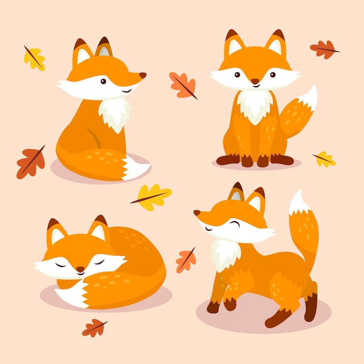 Vector Gratis koleksi rubah digambar tangan