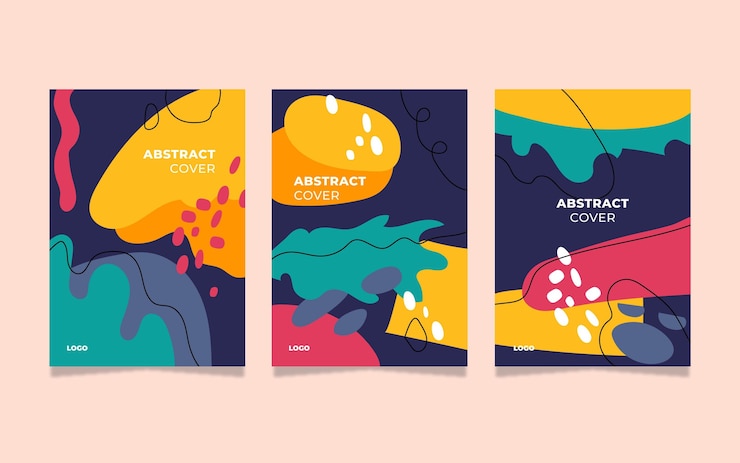 Vector Gratis koleksi sampul bentuk abstrak digambar tangan